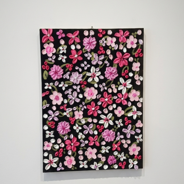 floral painting | comes as oak wooden floating frame